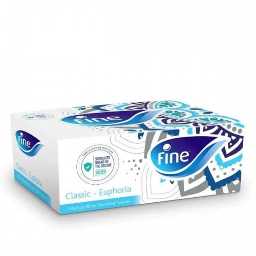 Fine Classic Pop Up Sterilized White Facial Tissues (150*2ply) 300 Sheets
