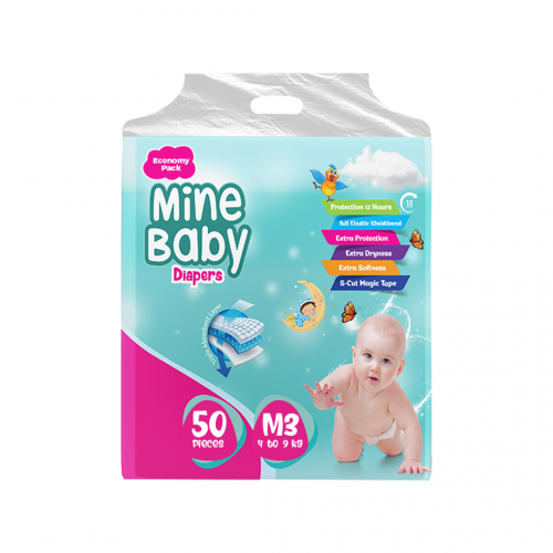 Mine Baby Daiper Size Medium 50 Pcs