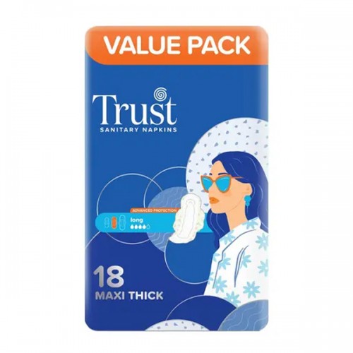 Trust Breathable Maxi Thick Dry Mesh Long Value Pack 18 Pcs